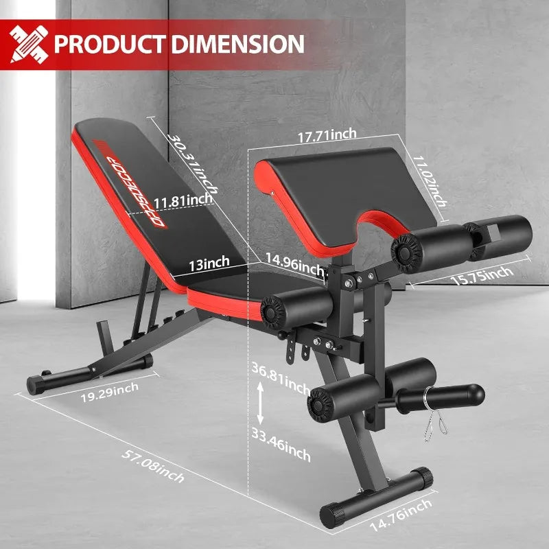 OPPSDECOR Adjustable Weight Bench with Leg Extension,Leg Curl, 800 LBS Heavy Duty Workout Bench for Home Gym - Full Body Workout