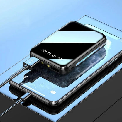 Mini Power Bank – Portable Mirror Screen External Battery with LED Digital Display, Fast Charging for SmartPhone