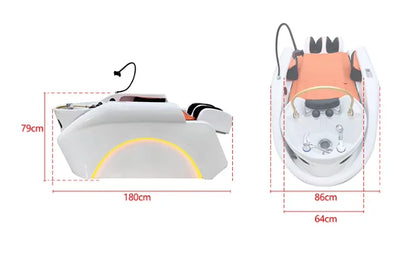 Hair Salon Furniture Lay Down Washing Chair Electric Massage Head Spa Shampoo Bed
