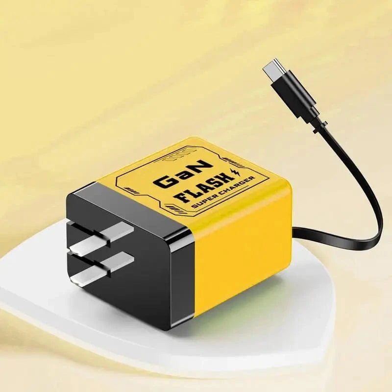 35W Retractable Wall Charger – Fast Charging Adapter with Foldable Plug & Built-in Type-C Cable for Android, iPhone & Tablets