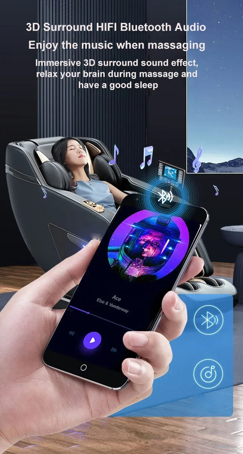 Neues Design Luxus Elektrisch 4D Schwerelosigkeit Ganzkörper Airbags Smart 6 Auto-Programme Massagesessel 220V Kostenlose Ersatzteile VET