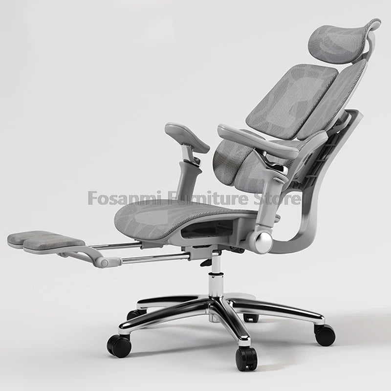 Multifunktionaler ergonomischer Mesh-Bürostuhl, verstellbarer Gaming-Computerstuhl mit Fußstütze, Premium-Heim-PC-Drehsessel