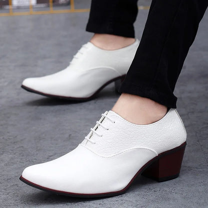 New Classic High Heel Men’s Leather Oxfords – Luxury Designer Wedding & Formal Shoes