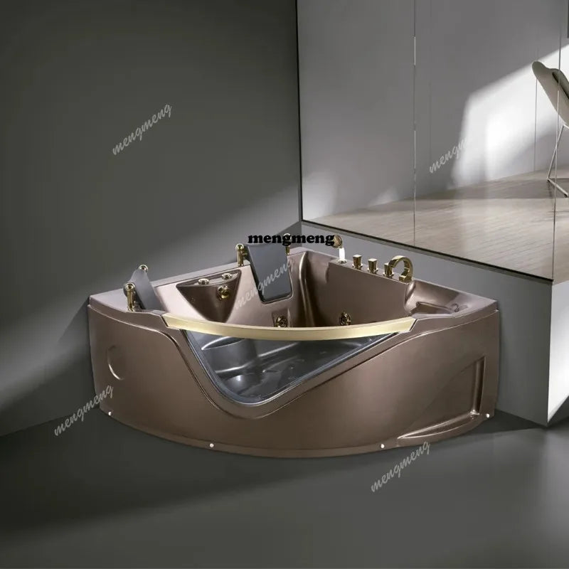 Badezimmerwand-Eck-Whirlpool Badewanne Chromotherapie Indoor Spa Doppel Personen Surf-Massagebadewanne