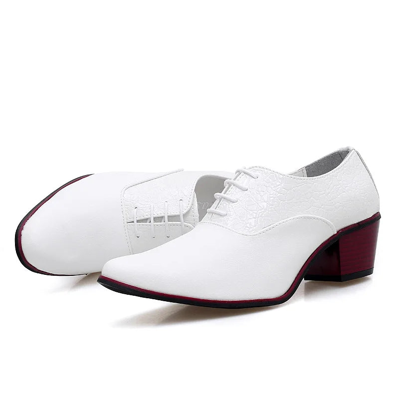 New Classic High Heel Men’s Leather Oxfords – Luxury Designer Wedding & Formal Shoes