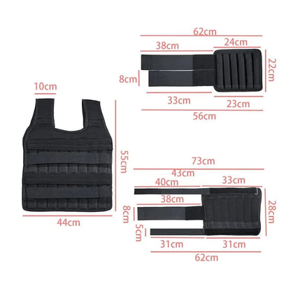 Gilet Lesté 20kg Ajustable pour Musculation, Fitness, CrossFit, Cardio, Boxe