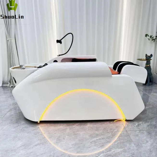 Luxury Salon Furniture Shampoo Chair Intelligent Full Body 4D Massage Electric Head Spa Shampoo Bed