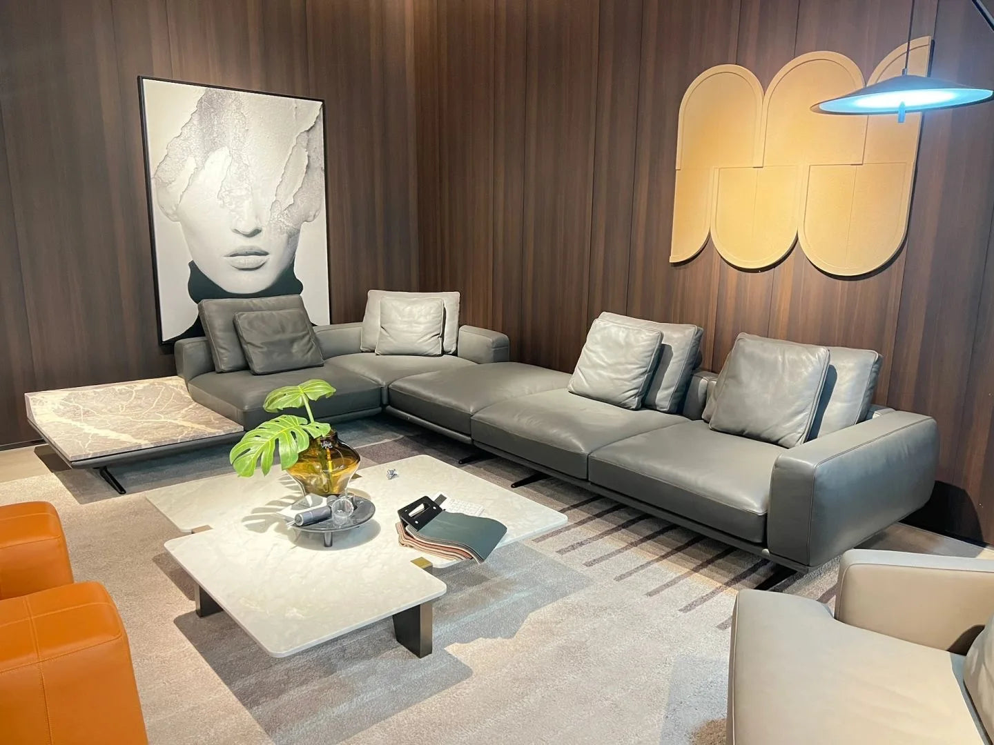 Modern L-Shape Modular Genuine Leather Sofa Comfort Sectional Couch Living Room Furniture Sofa Set Living Room