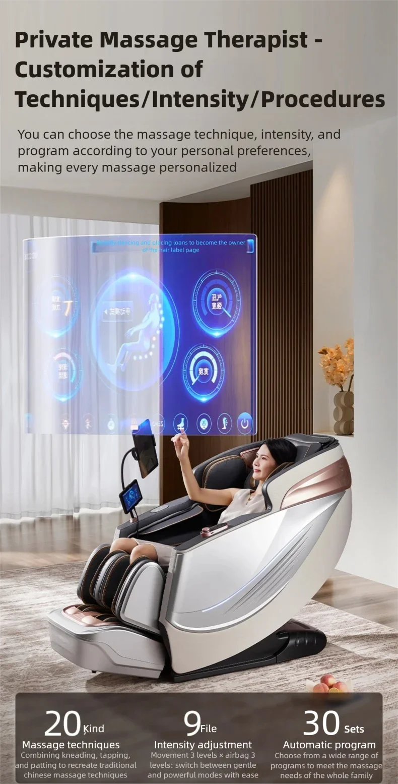 6D Smart Sensory Dual Movement SL-Track Massage Chair Thai Stretch Electric Leg Lift Leisure Sofa Zero Gravity Home Office Chair