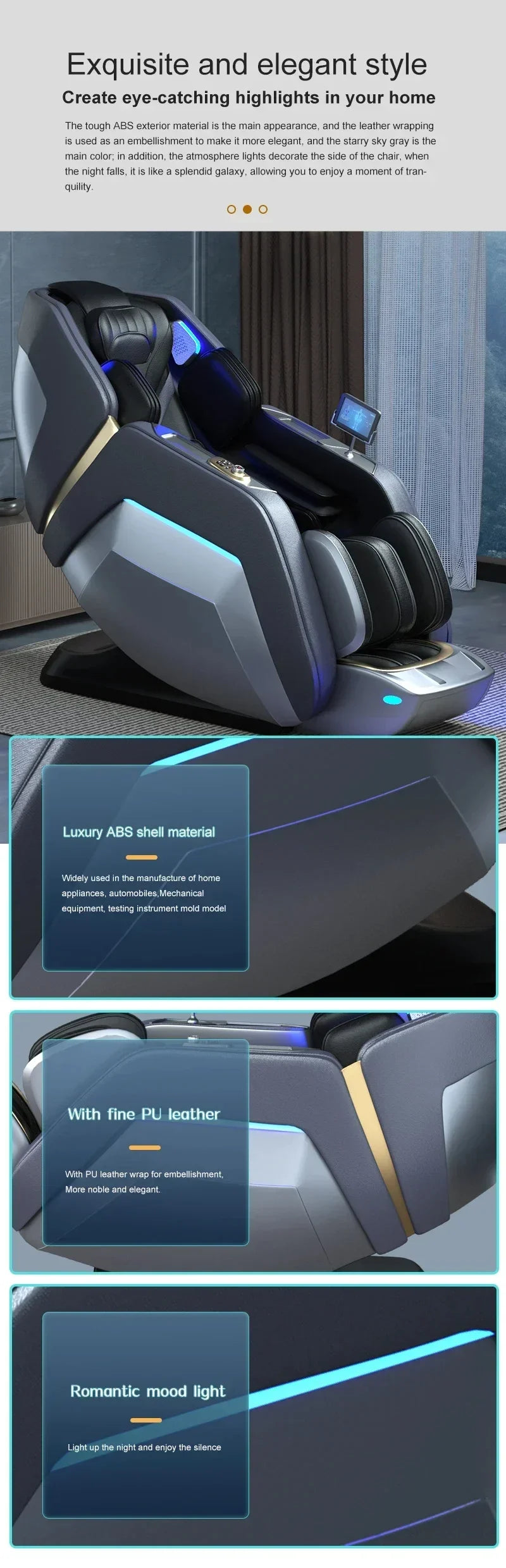 4D Zero Gravity Full Body Massage Chair Voice Control Heated Backrest Bluetooth Speaker Airbag Technology for Relaxation