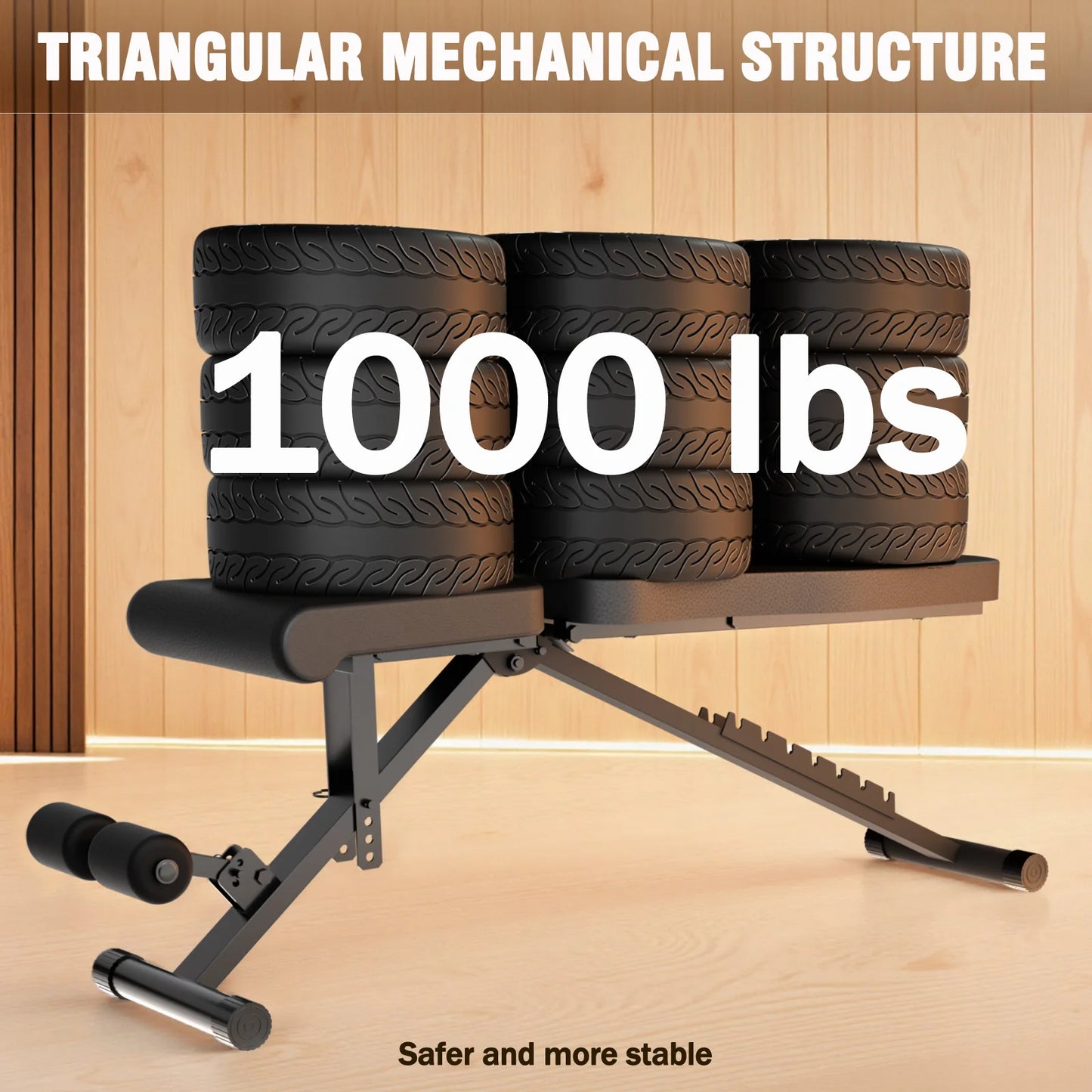 Adjustable Workout Weight Bench Foldable Dumbbell Bench Strength Training 1000lbs Full Body Exercise Extended Back for Home Gym