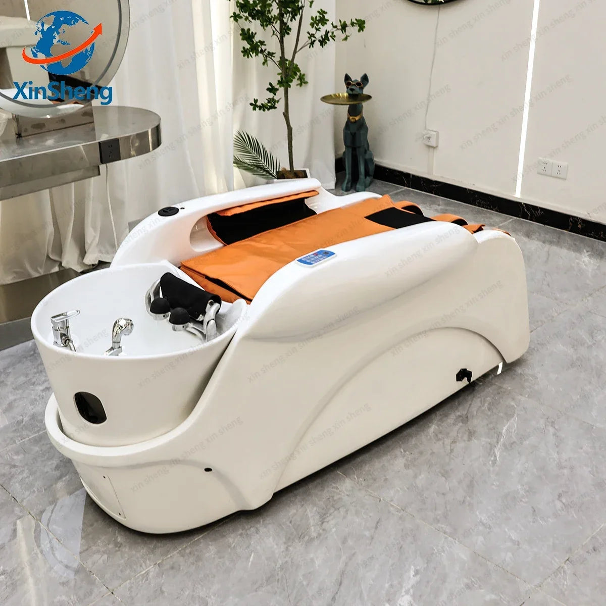XinSheng Haarwasch- und Massagebett mit Kopf-SPA-Begasungsgerät Friseursalon Kommerzielle elektrische Möbel