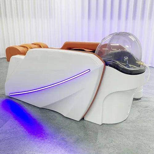 Professioneller Shampoo-Stuhl, Waschbecken, Friseursalon, Kopfhaut-Spa-Bett, Shampoo-Stuhl, Stylist, Luxus, elektronische Massage, komplette Cadeiras-Möbel