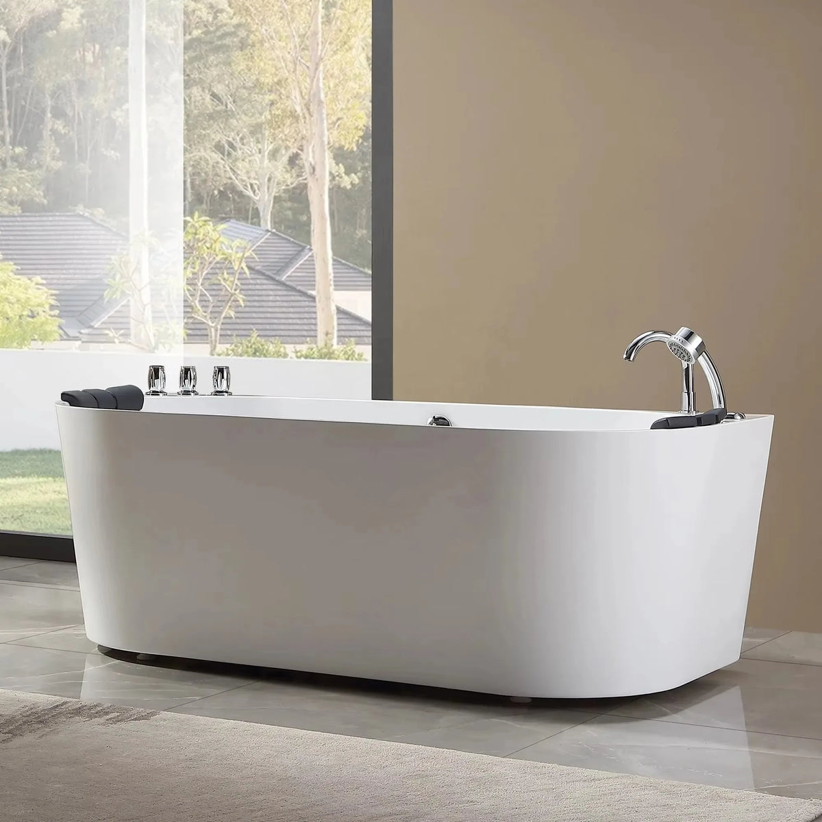 Modern Bathroom Whirlpool Air Jet Bath Tub Free Standing Acrylic SPA Massage Bathtub With Shower Faucet White