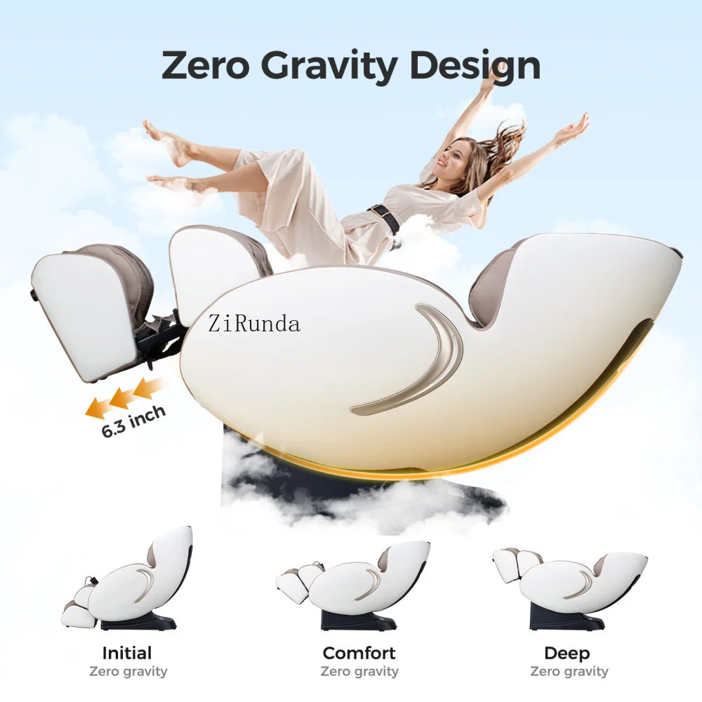 3D-Zero-Gravity-Massagesessel, Shiatsu-Ganzkörper-Liegesessel mit App, Schwarz