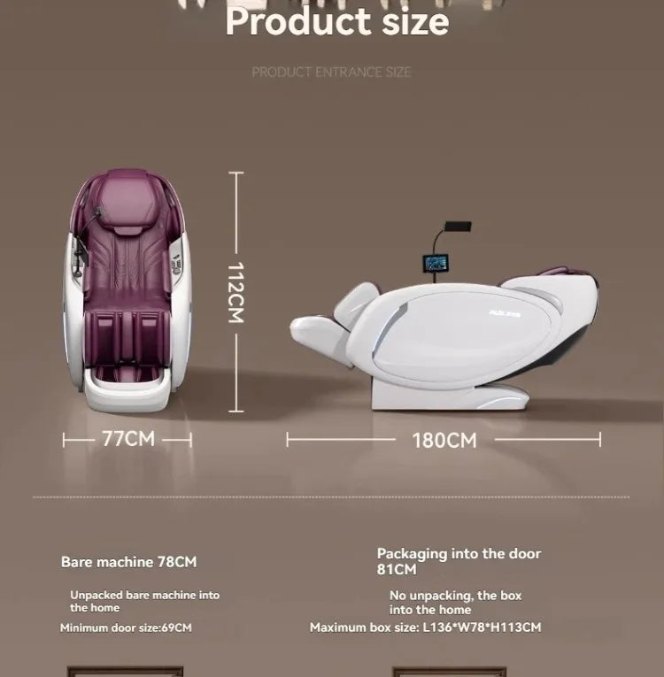 Fauteuil de massage intelligent 4D+4D, massage complet du corps, zéro gravité, fauteuil inclinable électrique Shiatsu avec rouleaux pour les pieds, scan corporel, chauffage
