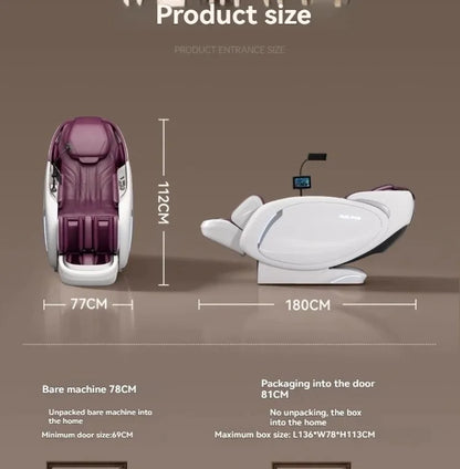 Fauteuil de massage intelligent 4D+4D, massage complet du corps, zéro gravité, fauteuil inclinable électrique Shiatsu avec rouleaux pour les pieds, scan corporel, chauffage