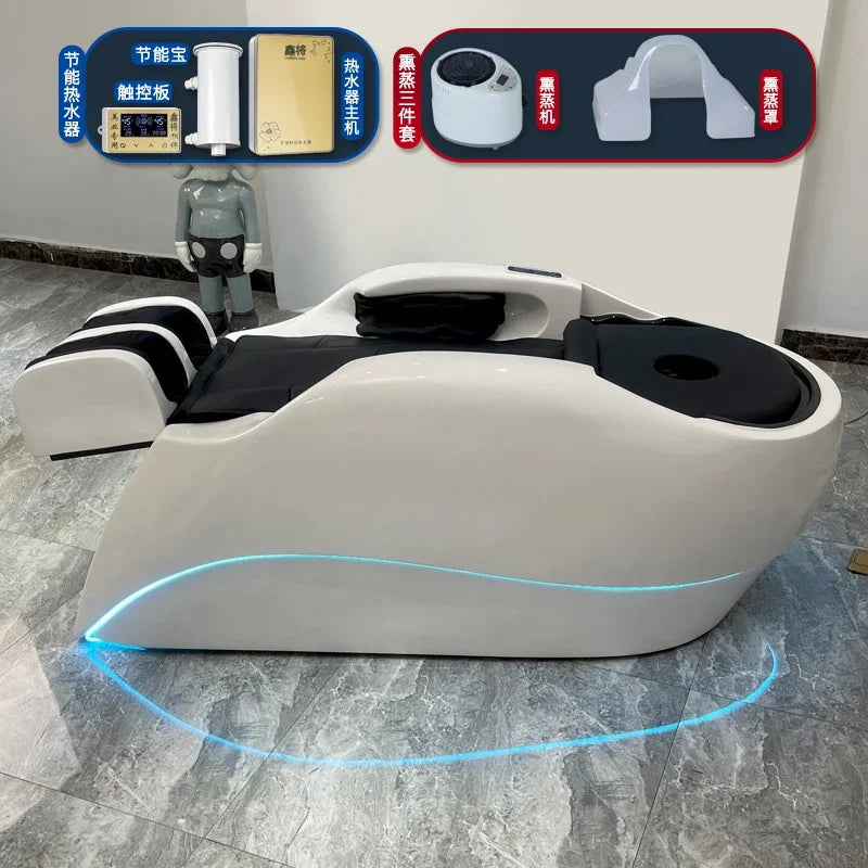 Intelligente Wasserzirkulationsliege, professionelles Waschbecken für Haare, Therapie, Kopf-Spa, Friseursalon, Liegestuhl, Schönheitsstuhl, Cadeira
