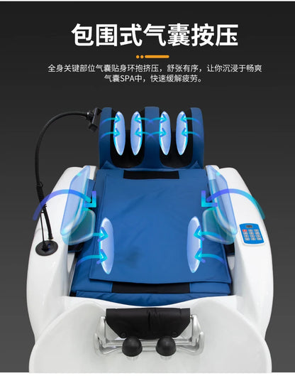 ss D Automatic Intelligent Electric Massage Shampoo Bed Barber Shop Ceramic Basin Flush Bed Hair Salon