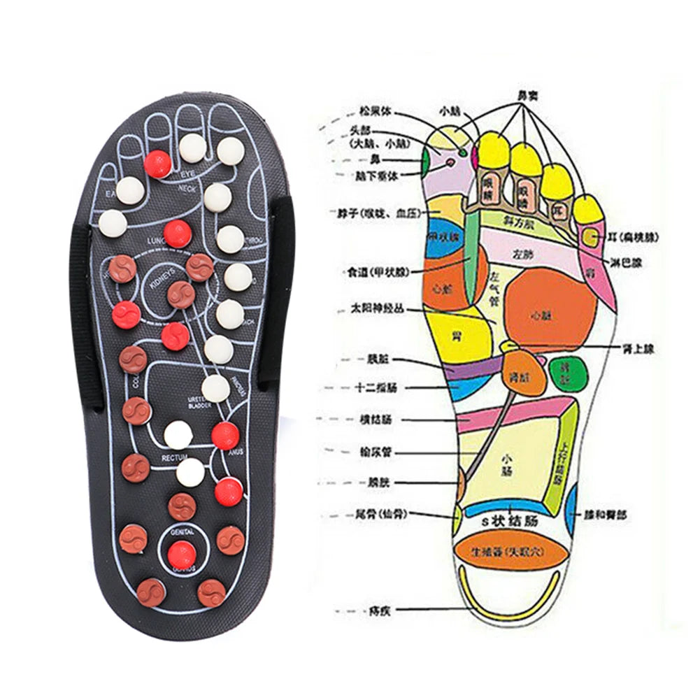 A Pair Of Acupoint Massage Slippers For Both Men And Women, Chinese Style Acupoint Rotating Foot Massage Shoes, Unisex Style
