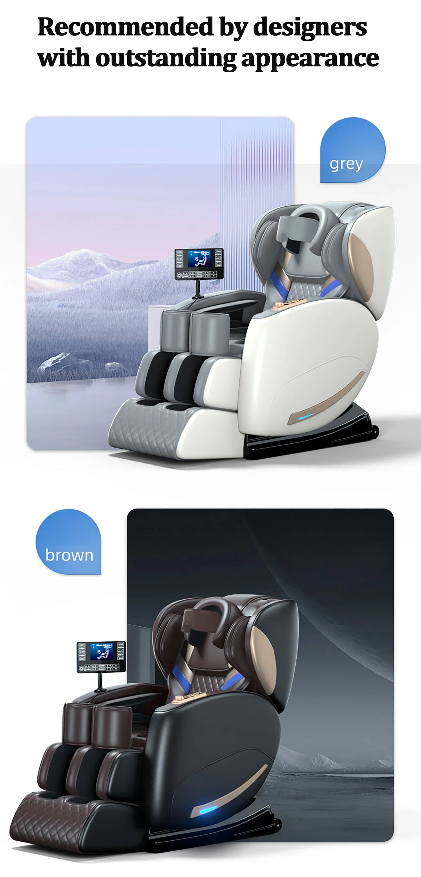 Luxus-Elektro-Freizeit-Massagesessel Zero Gravity Intelligent Ganzkörper-Multifunktions-Bluetooth-Musik-U-förmiges Kissen+Kurzbefehl