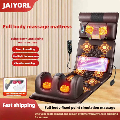 Elektrische Ganzkörpermassage-Matratze mit Heizung, Handsteuerung, Schulter-Nacken-Taillen-Airbag-Rücken-Knet-Vibrations-Massagekissen