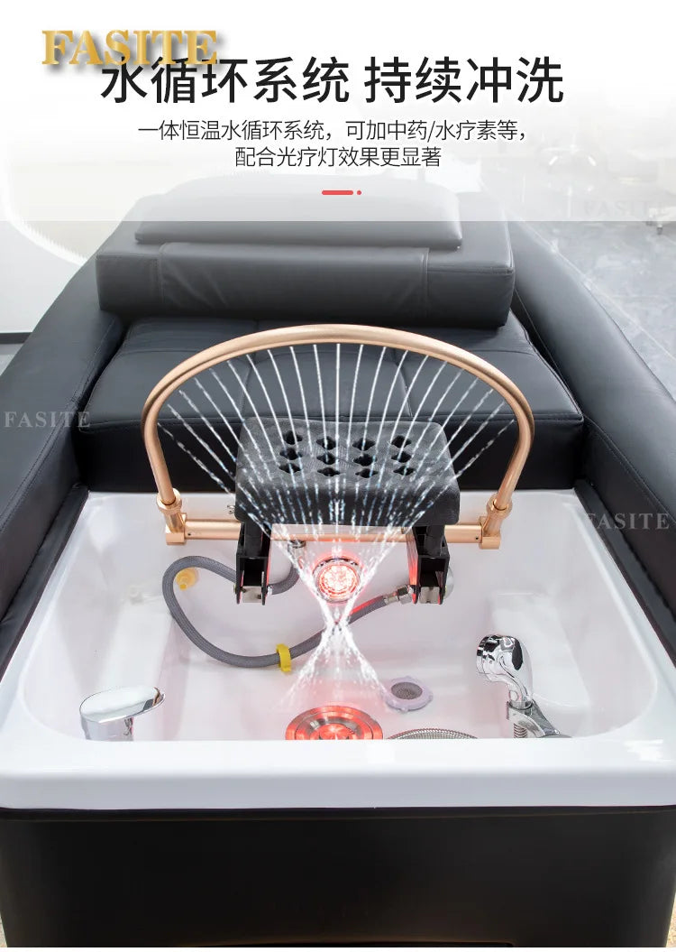 Electric Lifting Sofa Head Therapy Shampoo Bed Foot Therapy Beauty Bed Wellness Center Massage Water Circulation