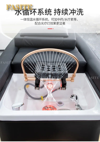 Electric Lifting Sofa Head Therapy Shampoo Bed Foot Therapy Beauty Bed Wellness Center Massage Water Circulation
