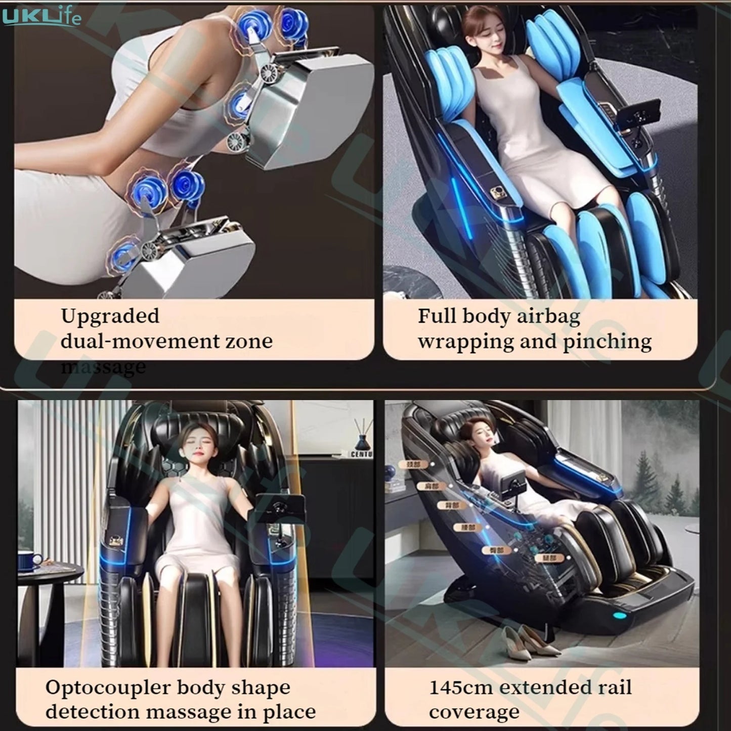 Neuer Dual Core Massagesessel 2025 Fortschrittlicher 4D Zero Gravity Body Scan Ganzkörper-Airbag Shiatsu Rücken- und Fußrollen-Liegesessel für Zuhause