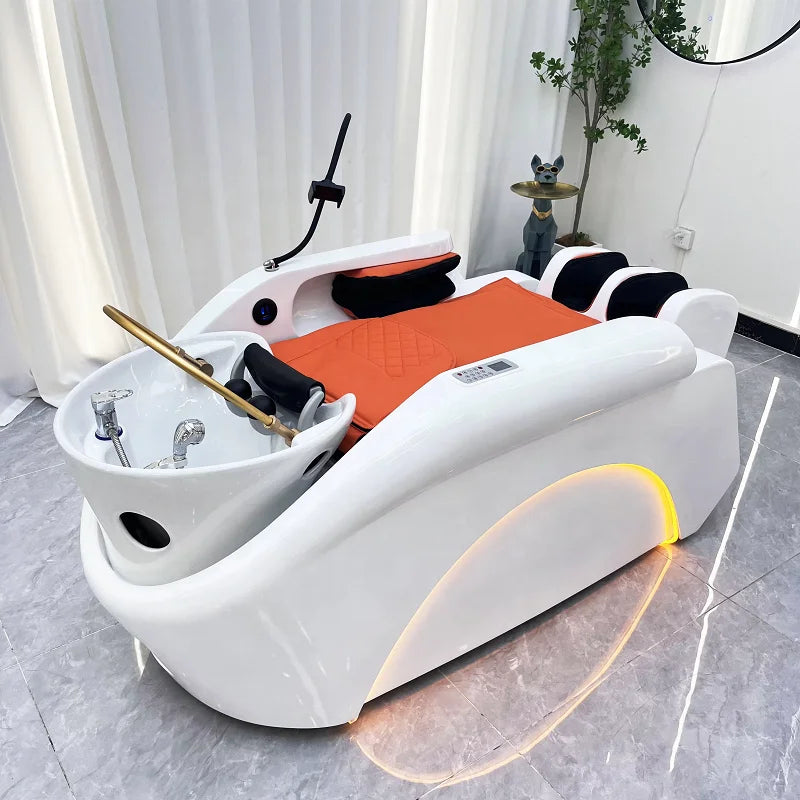 Multifunktions-Massage-Shampoo-Stuhl Schönheit Waschebecken Komfort Dusch-Shampoo-Stuhl Artefakt PU-Leder Möbel Мойка Волос MHXFY