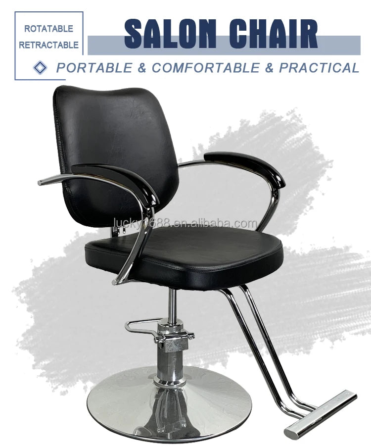 Verstellbarer Friseurstuhl mit Hydrauliklift 360° drehbar, PU-Leder Salonstuhl für Friseure, Beauty Spa Friseurladen