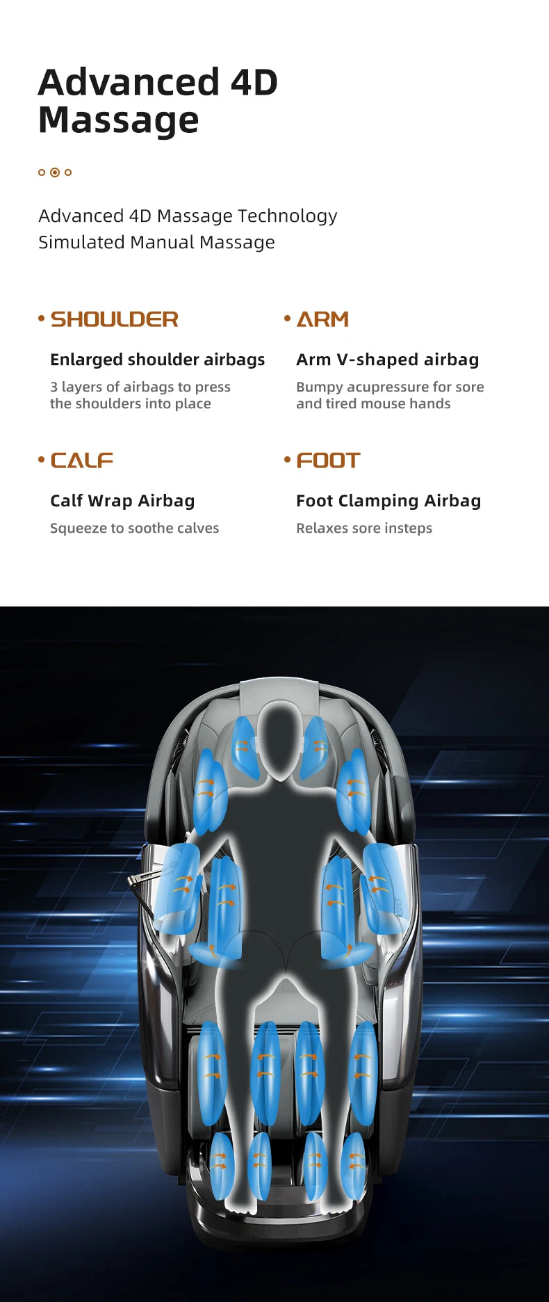 Massagesessel 5d Zero Gravity mit Heizung 2023 4d Massagesessel Kabelloses Telefonladegerät
