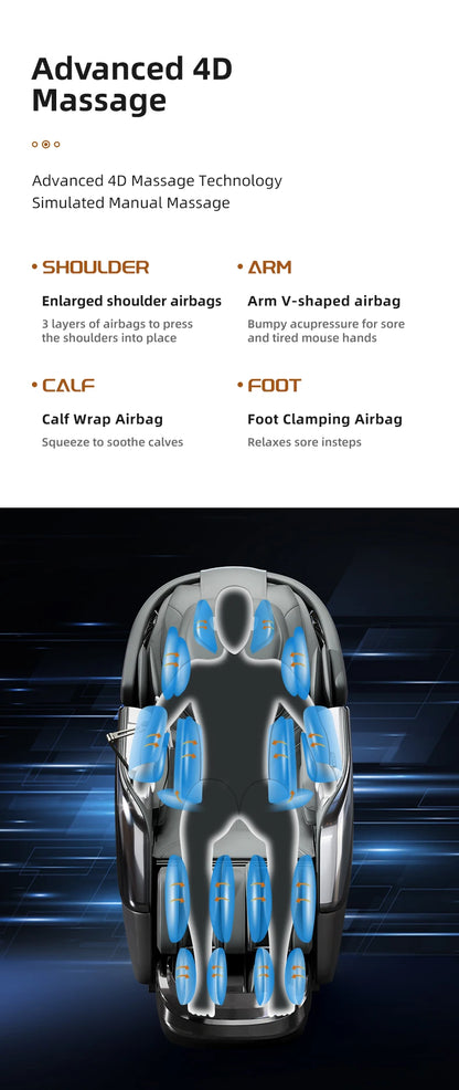 Massagesessel 5d Zero Gravity mit Heizung 2023 4d Massagesessel Kabelloses Telefonladegerät