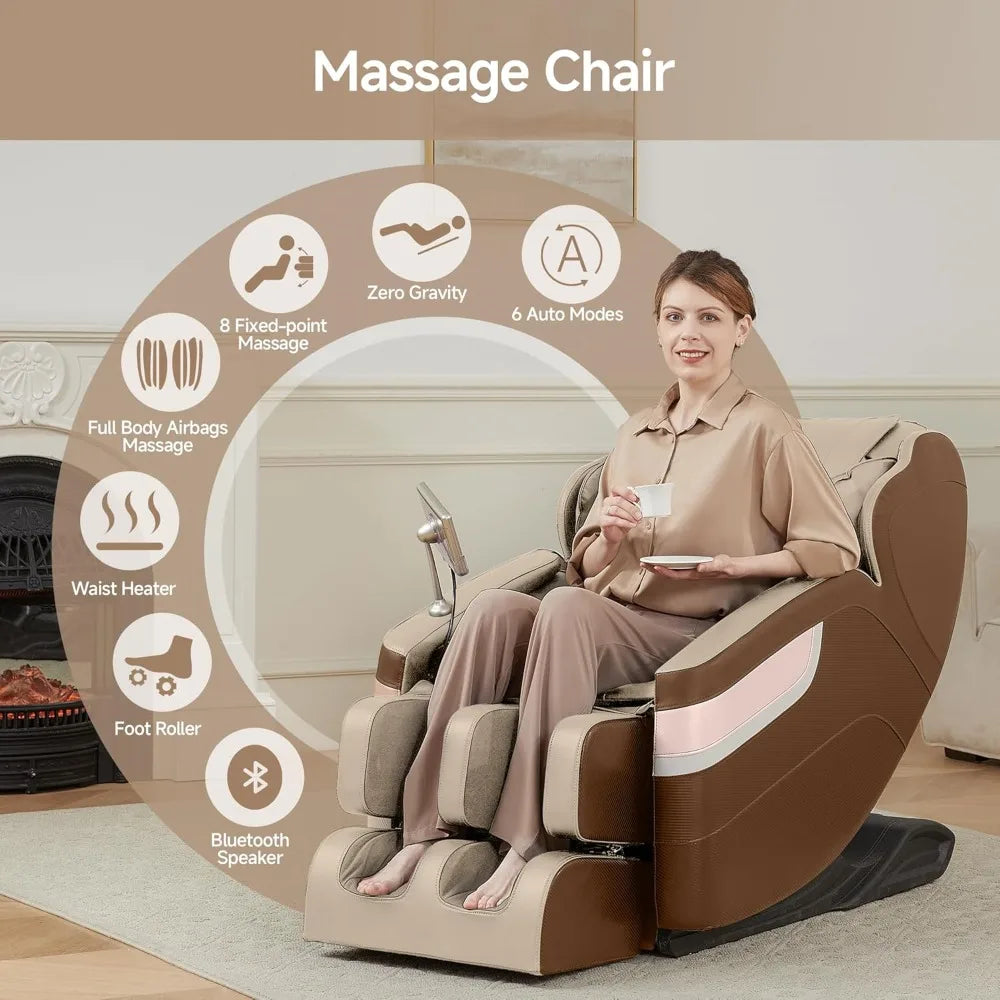 Full Body Massage Chair, Zero Gravity Massage Recliner Chair with 6 Auto Modes, Full Body Airbags, Bluetooth