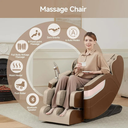 Full Body Massage Chair, Zero Gravity Massage Recliner Chair with 6 Auto Modes, Full Body Airbags, Bluetooth