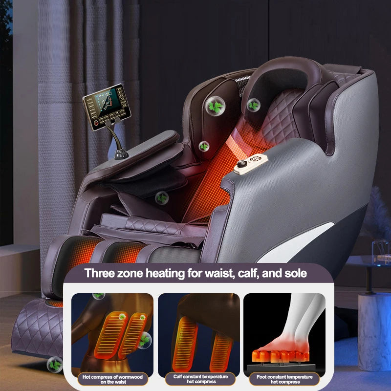 Full Body Massage Chair with Zero Gravity, Massage Chair Recliner with Heating, Airbags, Bluetooth Speaker, Foot Roller 110/220V
