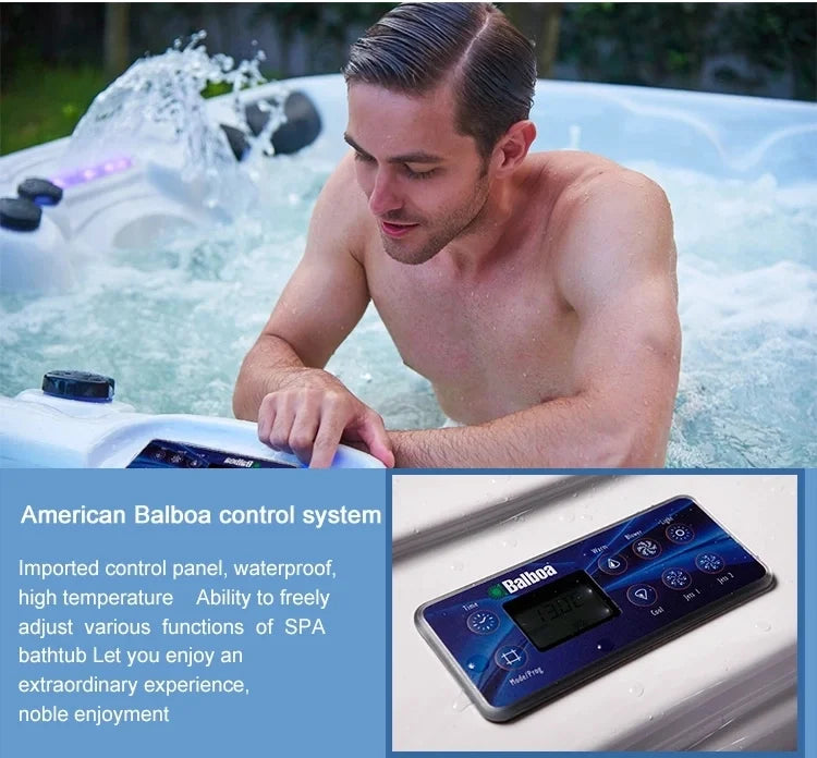 Outdoor-Whirlpool 6 Personen Familie mit Massagedüsen Badewanne Acryl-Schwimmbecken Swim Pool Jacuzzi