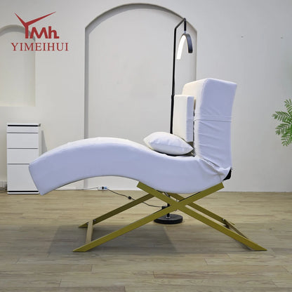 Luxury modern design white curved velvet facial bed spa massage lash bed for beauty salon