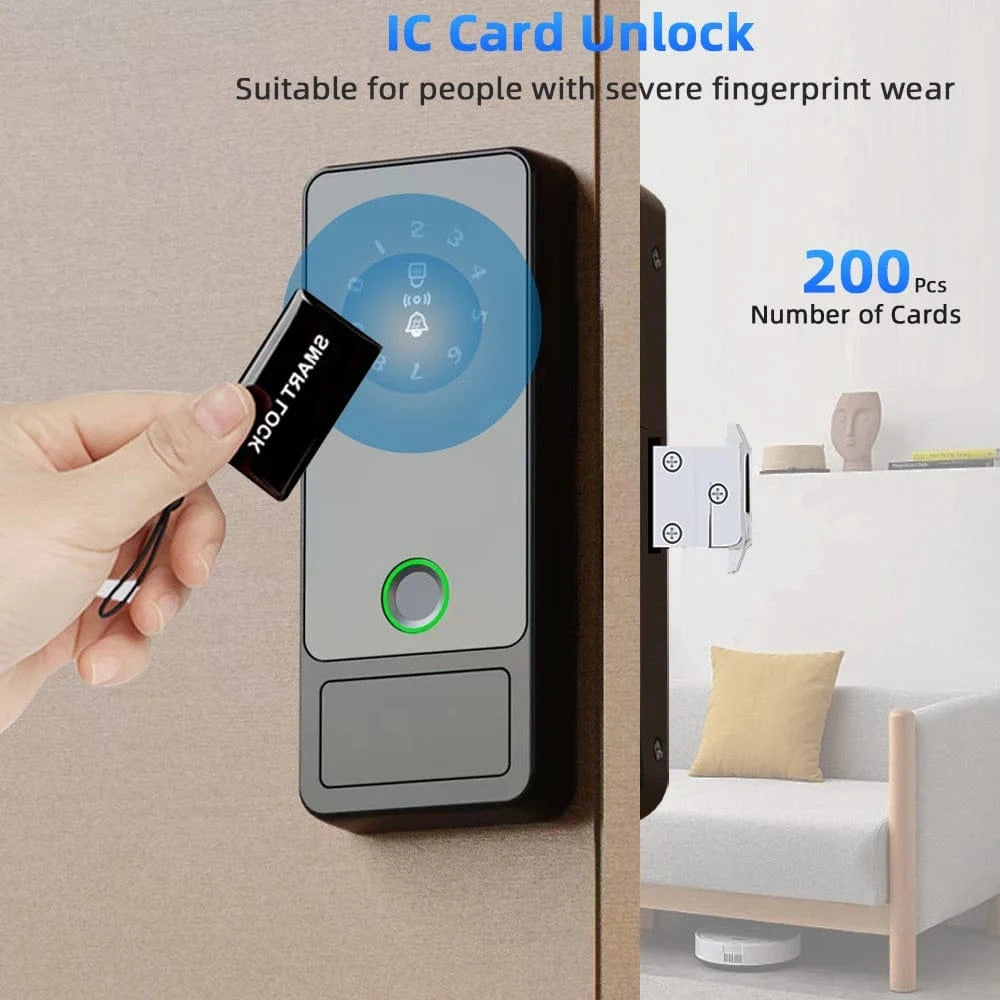 G18 Tuya Bluetooth Smart Door Lock – Fingerprint, APP, IC Card & Password Unlock for Steel/Wooden Doors