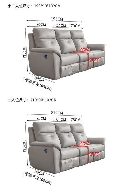 Komfortabler elektrischer Relaxsofa-Schnittsofa aus Leder, echtes einziehbares kombiniertes Schlafsofa, umwandelbares Divano Letto Möbel