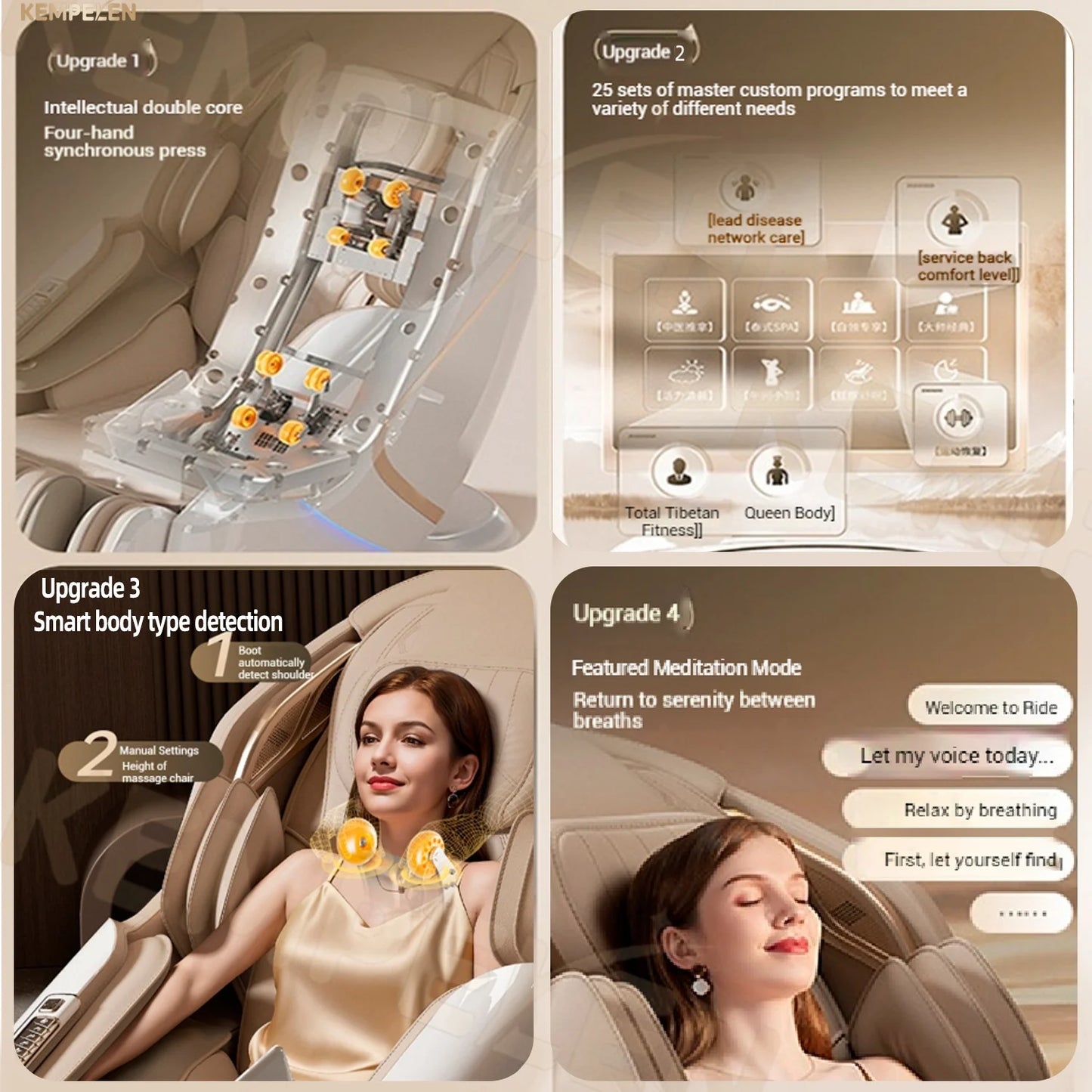 Flaggschiff 4D+3D Dual-Core Smart Massagesessel | KI-Zielerkennung & 149cm SL-Schiene | 6 Meditationsmodi & Zero Gravity Rocking