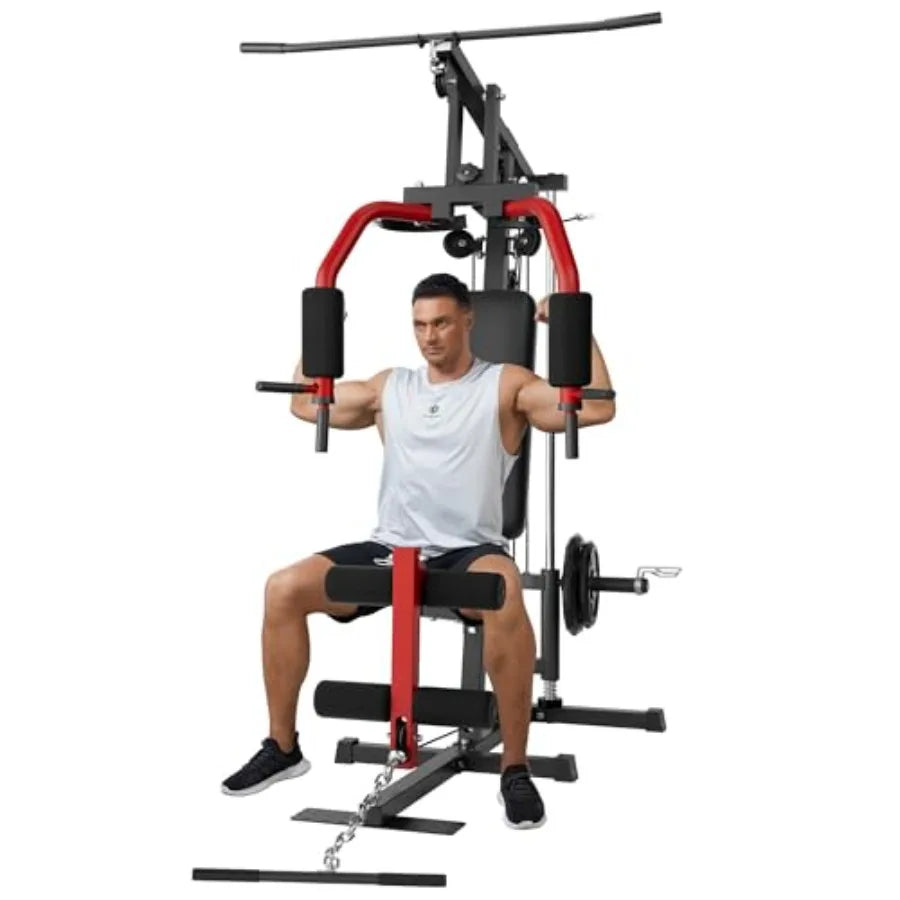 Home Gym Machine, Home Gym Equipment with Pulley System, Multifunctional Full Body Workout Machine for Strength Training