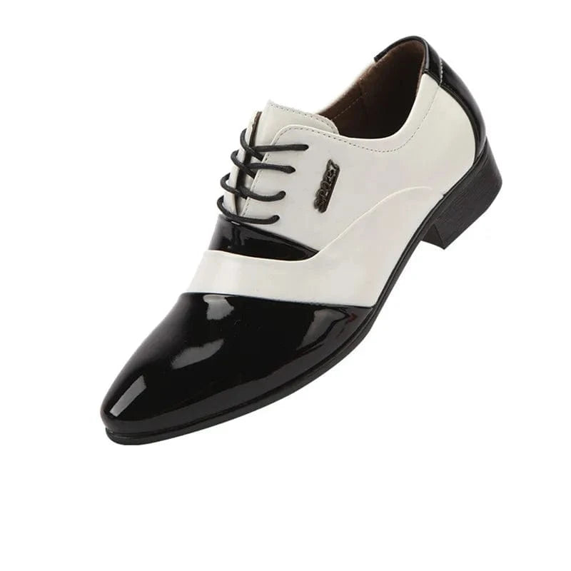 Men’s Low-Top Dress Shoes – Premium Patent Leather, Black & White