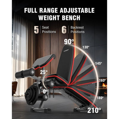 NEW- Adjustable Weight Bench with Leg Extension and Preacher Pad, Workout Bench Press for Home Gym Strength Training - Hot Sale