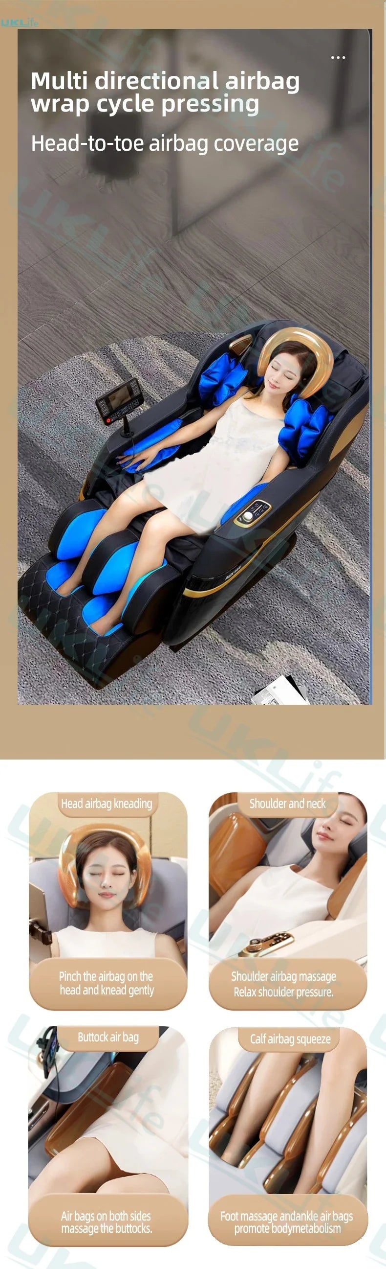 3 Year Warranty 4D SL Track Massage Chair  Zero Gravity Massage Recliner Full Body Airbag Massage Sofa Touch Screen Office chair
