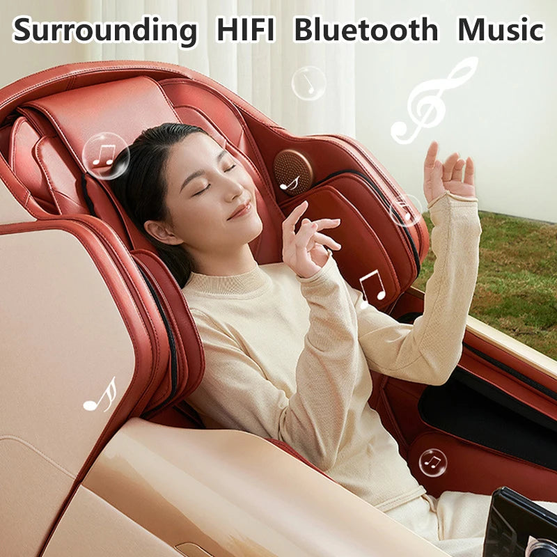 Elektrischer Ganzkörper-Airbag-Massagesessel Zero Gravity Hifi-Musik Entspannender Massagesessel Kneten Multifunktional Gemütlich