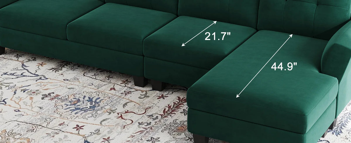 L-förmiges Sofa 4-Sitzer Sofa mit Récamiere L-förmige Sofas Umwandelbares Sektionssofa (Dunkelgrün, L-förmiges Sofa)