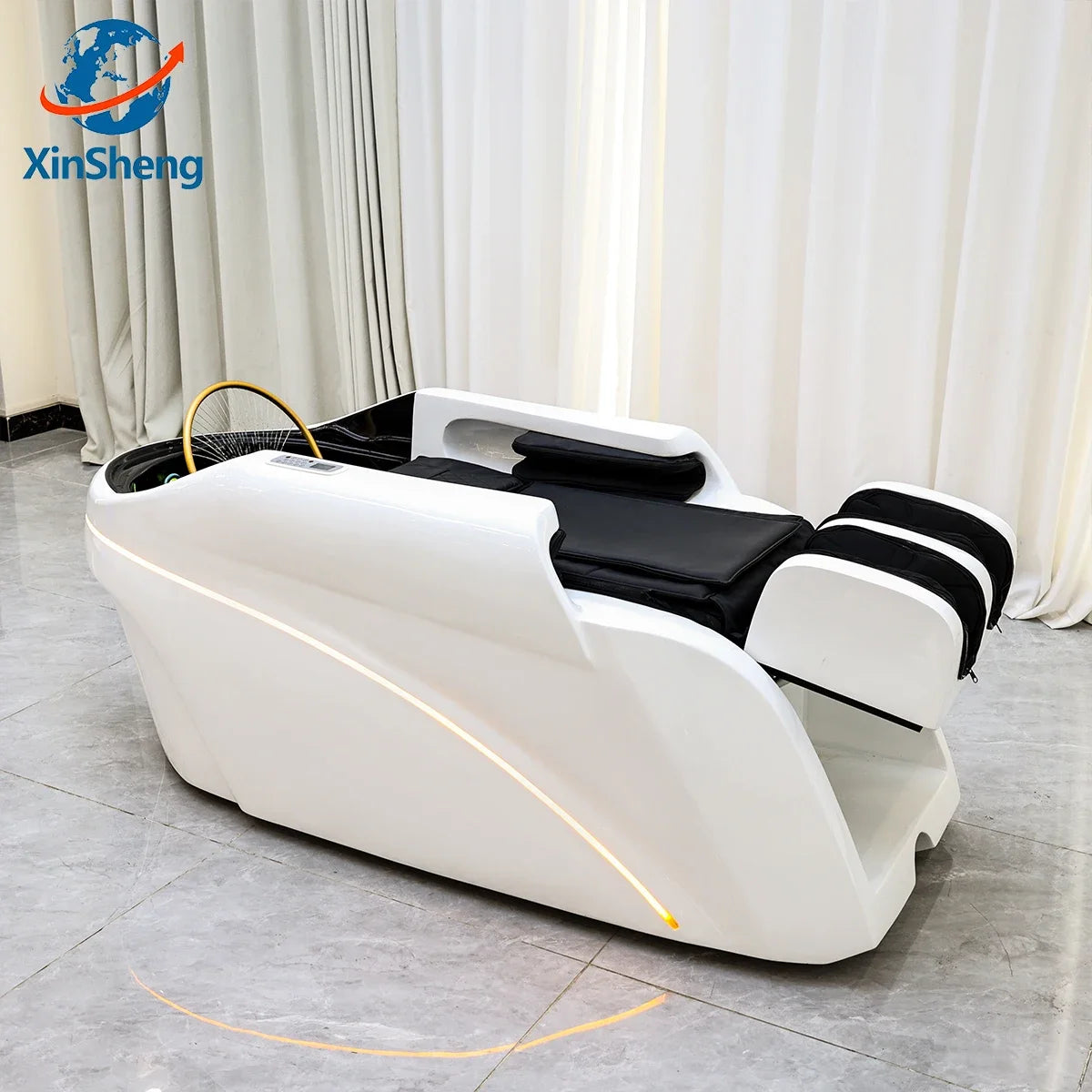 XinSheng Professionelles elektrisches Massagebett Kopf-SPA-Salon-Massagetisch Haarwasch-Räucherbetten Friseursalon Intelligente Möbel
