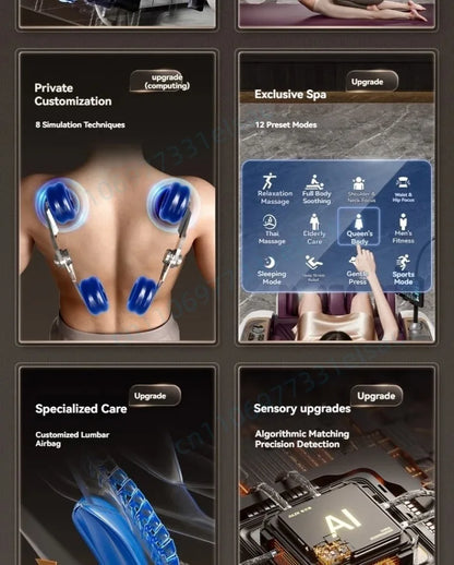 Fauteuil de massage intelligent 4D+4D, massage complet du corps, zéro gravité, fauteuil inclinable électrique Shiatsu avec rouleaux pour les pieds, scan corporel, chauffage
