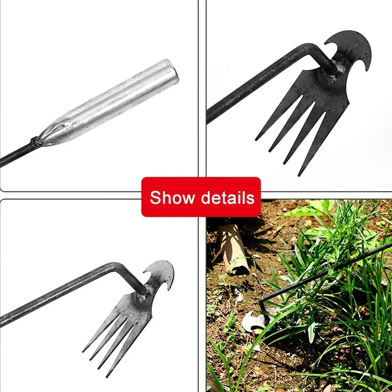 Petit extracteur de mauvaises herbes avec 4 dents, outils manuels de jardinage, outil de désherbage pour outil de désherbage ergonomique de cour (la poignée peut être 1 pièce